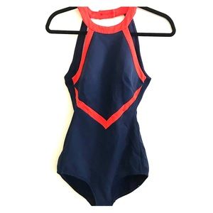 VTG 1 piece bathing suit padded halter neck sz 12